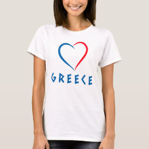 Greece Blue And Red Love Heart Women's T-Shirt