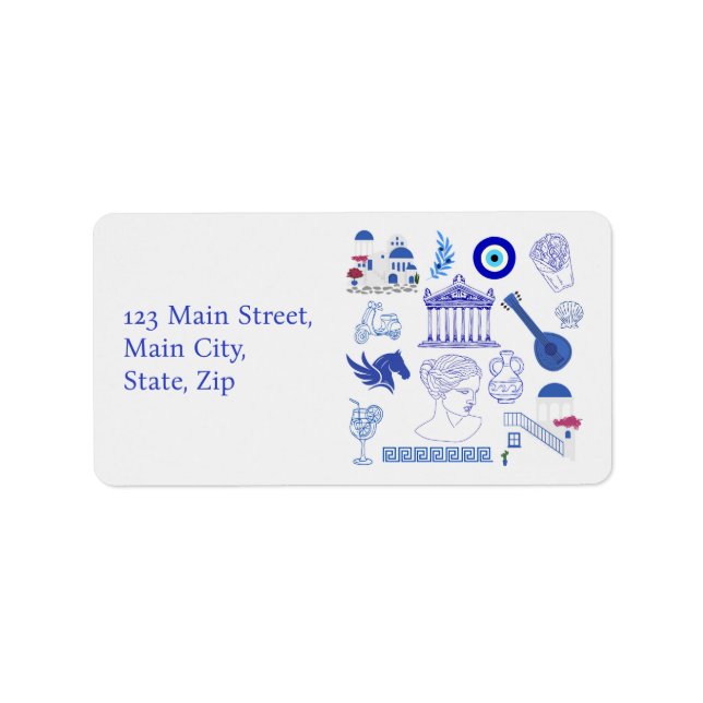 Greece Blue and White Address Label (Front)