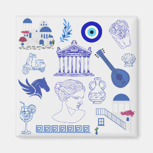 Greece Blue and White Magnet