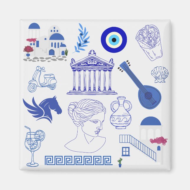  Greece Blue and White Magnet (Front)