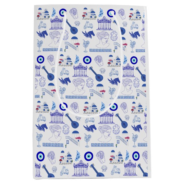 Greece Blue and White Medium Gift Bag (Front)