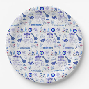 Greece Blue and White Paper Plate