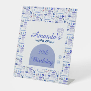 Greece Blue and White Pedestal Sign