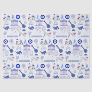 Greece Blue and White Tissue Paper