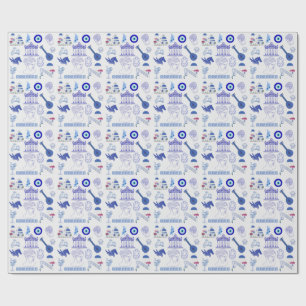 Greece Blue and White Wrapping Paper