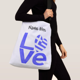 Greece Blue LOVE Heart Flag Personalised  Crossbody Bag