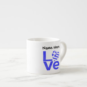 Greece Blue LOVE Heart Flag Personalised Espresso Cup