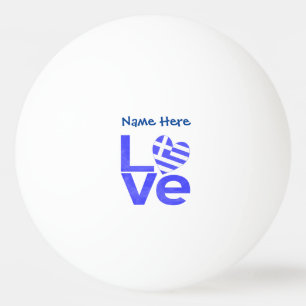 Greece Blue LOVE Heart Flag Personalised Ping Pong Ball
