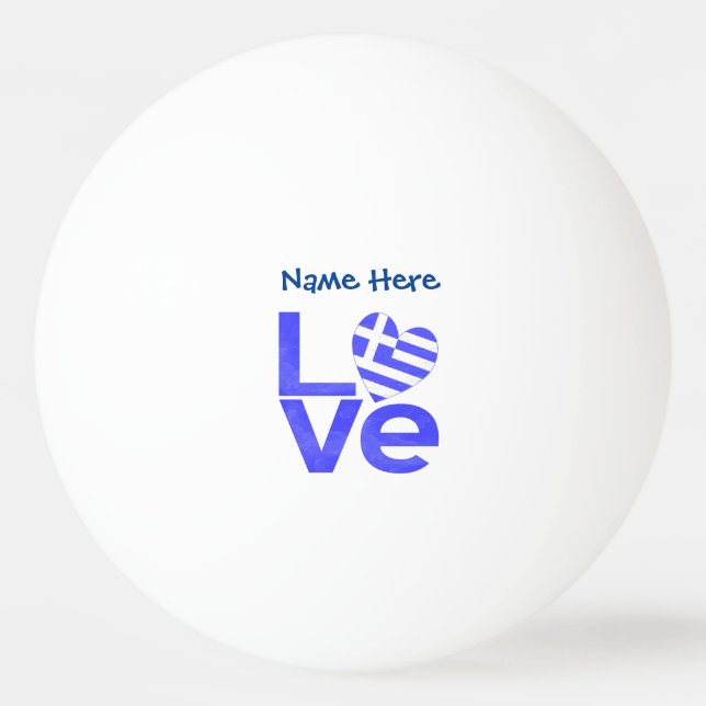Greece Blue LOVE Heart Flag Personalised  Ping Pong Ball (Front)