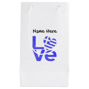 Greece Blue LOVE Heart Flag Personalised Small Gift Bag