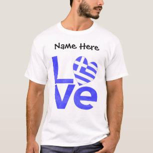 Greece Blue LOVE Heart Flag Personalised T-Shirt