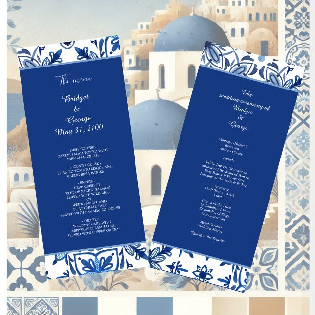 greece Blue Mediterranean Wedding  Program (Creator Uploaded)