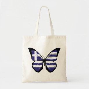 Greece Butterfly Flag Tote Bag