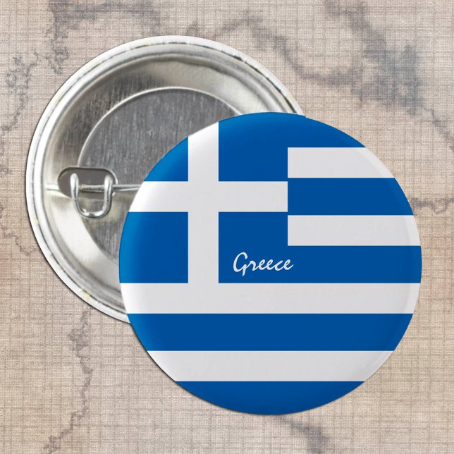 Greece button, patriotic Greek Flag travel /sports 3 Cm Round Badge (Creator Uploaded)