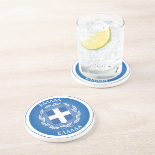 Greece Coat of Arms Circle Shape  Coaster