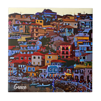 Greece colourful building beach tile