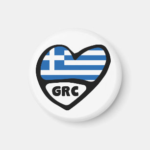 Greece Country Code Flag Heart, GRC Magnet