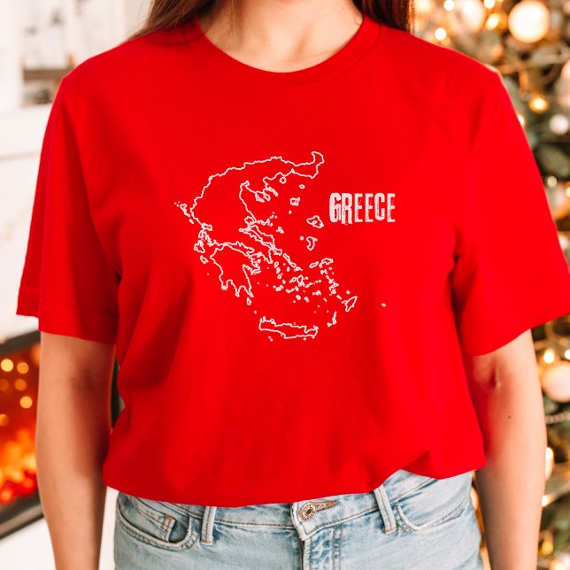 Greece Country Map Line Greek Border Outline Shape T-Shirt (Creator Uploaded)