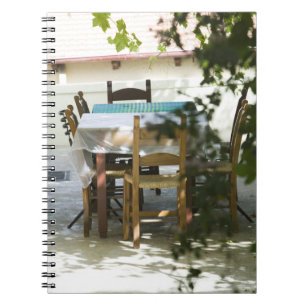 GREECE, CRETE, Hania Province, Vamos: Cafe Table Notebook