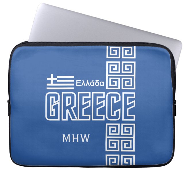 Greece custom monogram laptop sleeve (Front)