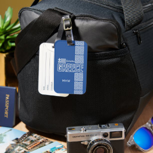 Greece custom monogram luggage tag
