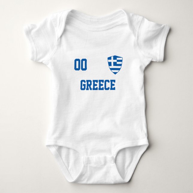 Greece Custom Name & Number Jersey Baby Bodysuit (Front)