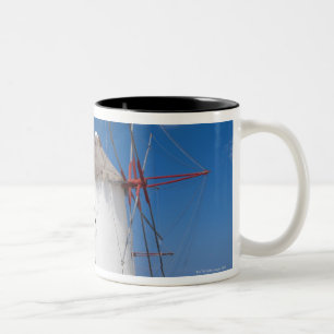 Greece, Cyclades Islands, Mykonos, Old windmills 2 Two-Tone Coffee Mug