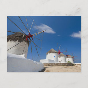 Greece, Cyclades Islands, Mykonos, Old windmills Postcard