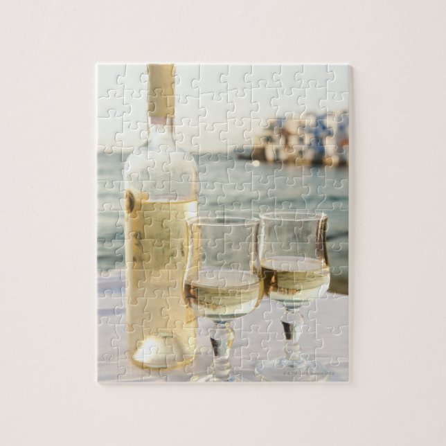 Greece, Cyclades Islands, Mykonos, Wine on table Jigsaw Puzzle (Vertical)