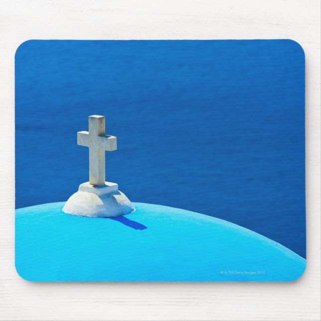 Greece, Cyclades Islands, Santorini, Oia, Church Mouse Pad (Front)