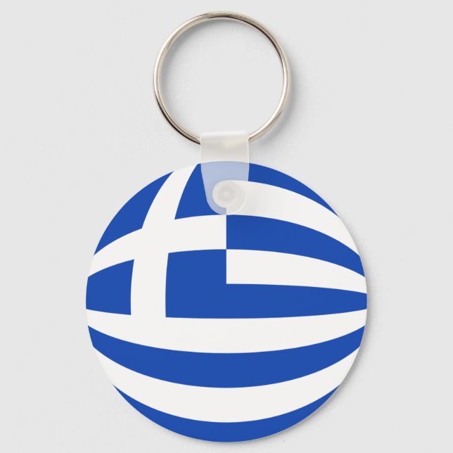 Greece Fisheye Flag Keychain (Front)