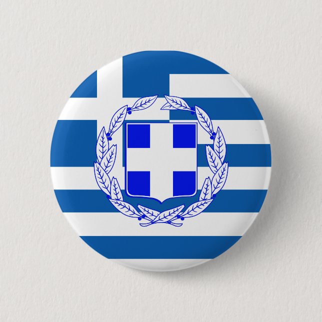 Greece flag 6 cm round badge (Front)