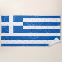 Greece Flag Beach Towel