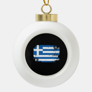 Greece Flag Ceramic Ball Christmas Ornament