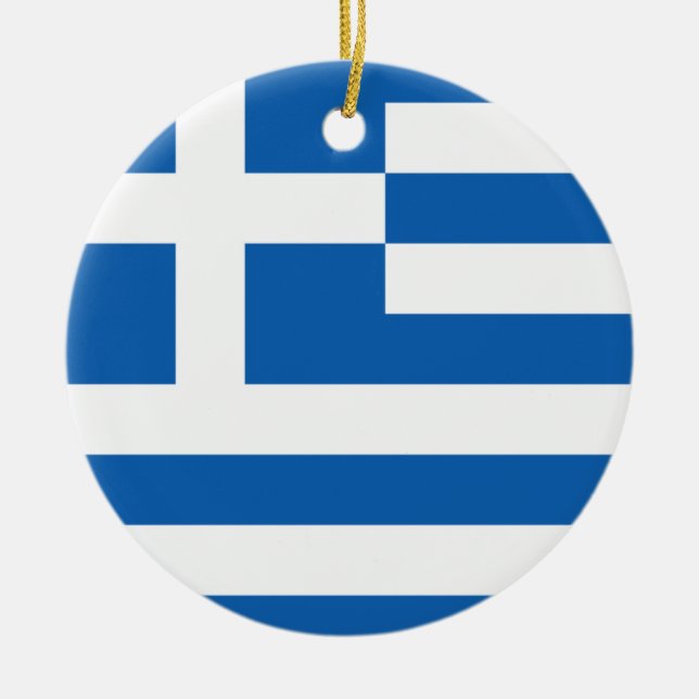 Greece flag  ceramic ornament (Front)