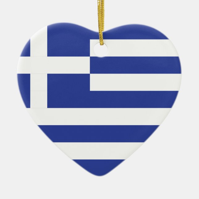 Greece Flag Ceramic Tree Decoration (Front)