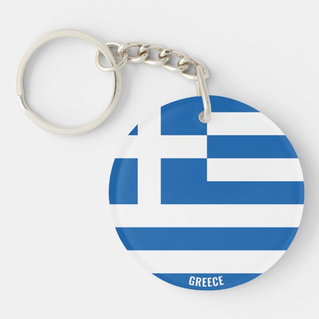 Greece Flag Charming Patriotic Keychain (Front)
