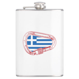 Greece Flag Climbing Carabiner Hip Flask