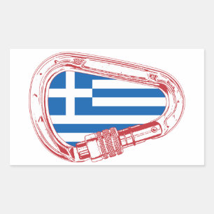 Greece Flag Climbing Carabiner Rectangular Sticker