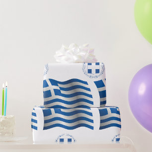 Greece Flag Coat Of Arms Wrapping Paper