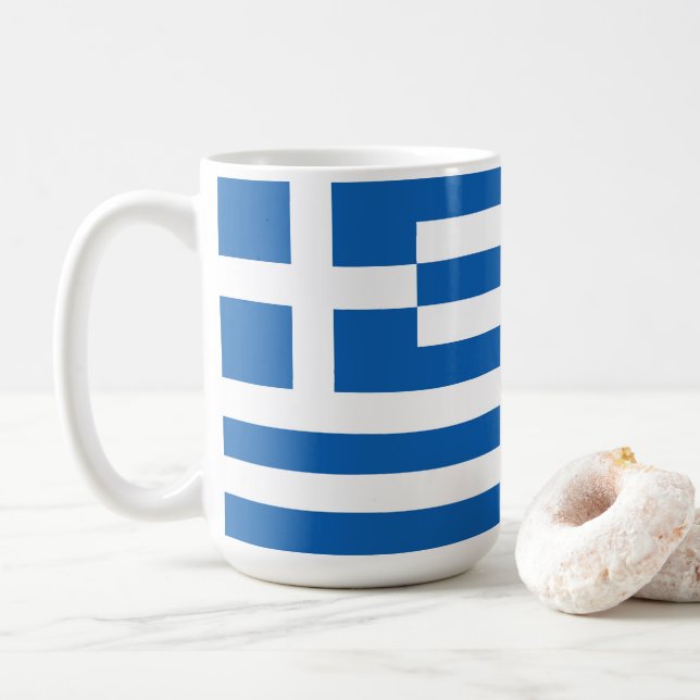 Greece flag coffee mug (With Donut)