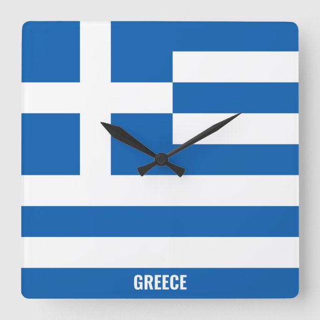 Greece Flag Dazzling Patriotic Square Wall Clock (Front)