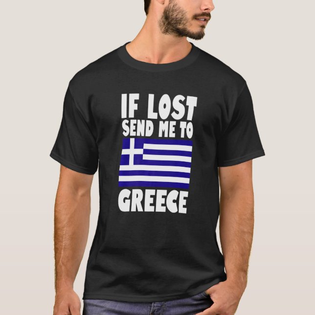 Greece Flag Design  If lost send me to Greece Prem T-Shirt (Front)