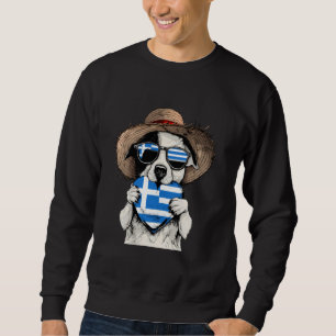 Greece Flag Dog Heart Greek Pride Greek Roots Hell Sweatshirt