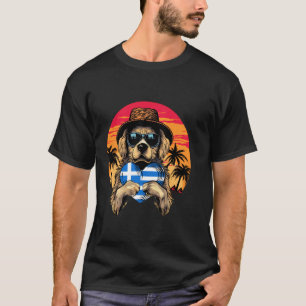 Greece Flag Dog Sunset Hellenes Greek Roots Greek T-Shirt