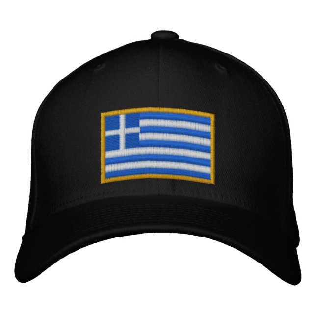 Greece Flag Embroidered Hat (Front)