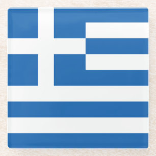 Greece Flag Glass Coaster