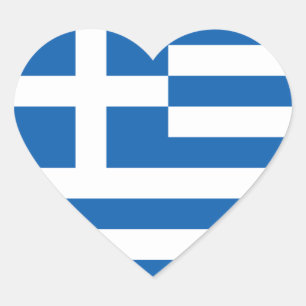 Greece Flag GR Heart Sticker