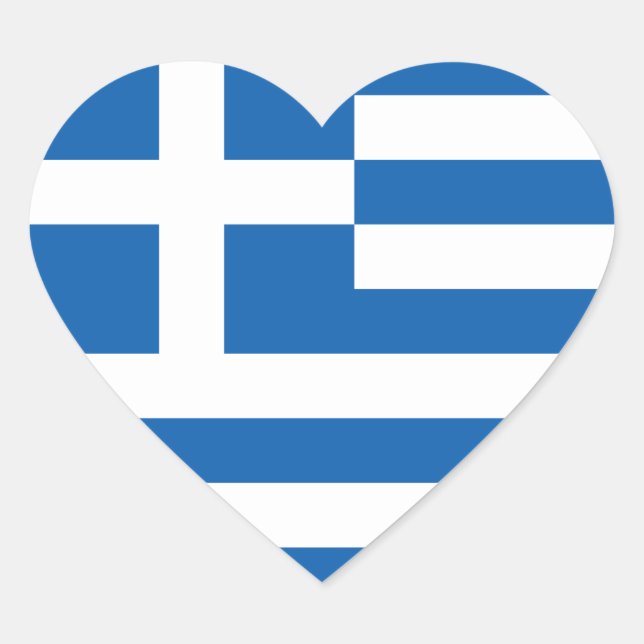 Greece Flag GR Heart Sticker (Front)