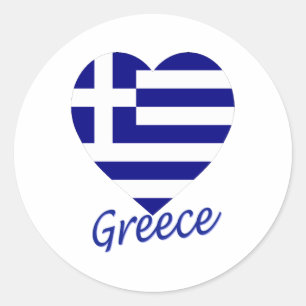 Greece Flag Heart Classic Round Sticker
